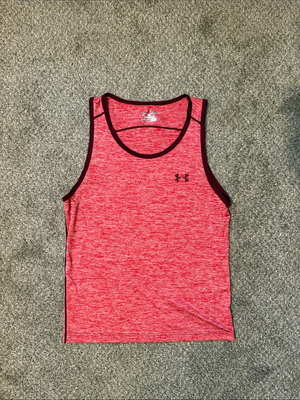 Under Armour Red-Pink Heather Performance Tank with Dark Trim